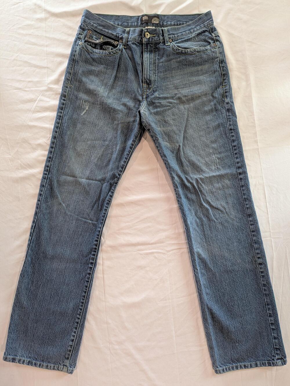 No Boundaries Jeans Mens 34x34 Blue Med Wash Relaxed Straight Embroidered Denim